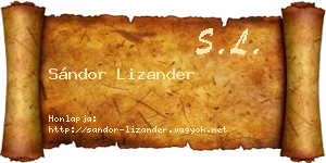 Sándor Lizander névjegykártya